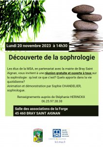 Affiche decouverte de la sophrologie Bray Saint Aignan